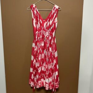 Sundance red and white tie die midi dress size 2 100% cotton